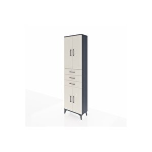 Arges Dolap 4 Raflı 3 Çekmeceli 4 Kapaklı 60x30x221 Antrasit-aytaşı