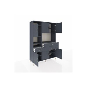 Hyperion Gardrop 9 Raflı 3 Çekmeceli 6 Kapaklı 132x44x195 Antrasit-antrasit