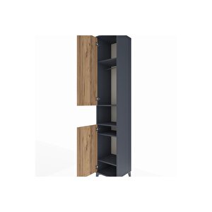 Hyperion Dolap 5 Raflı 2 Kapaklı Tek Askılı 44x44x243 Antrasit-çam