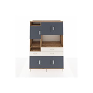 Kronos Dolap 9 Raflı 3 Çekmeceli 6 Kapaklı 132x59x195 Çam-antrasit/aytaşı