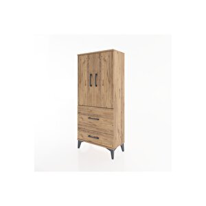 Hyperion Dolap Tek Raflı 2 Çekmeceli 2 Kapaklı 60x44x134 Çam-çam