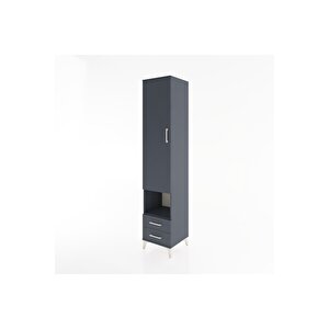Hyperion Dolap 5 Raflı 2 Çekmeceli Tek Kapaklı 44x44x221 Antrasit-antrasit