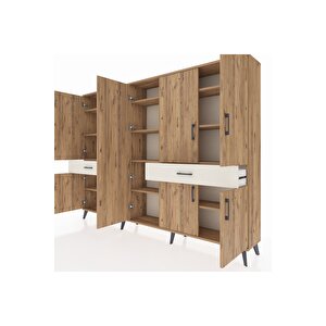 Arges Dolap 12 Raflı 2 Çekmeceli 8 Kapaklı 220x30x163 Çam-çam/aytaşı