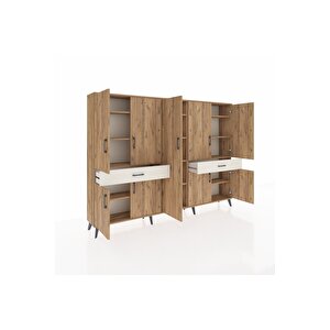 Arges Dolap 12 Raflı 2 Çekmeceli 8 Kapaklı 220x30x163 Çam-çam/aytaşı