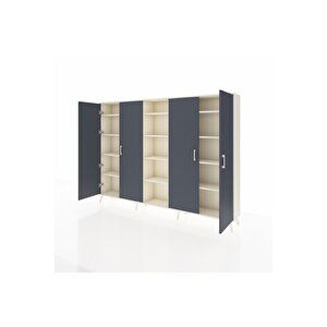 Arges Dolap 12 Raflı 4 Kapaklı 220x30x163 Aytaşı-antrasit/aytaşı