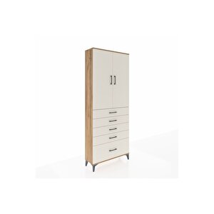 Arges Dolap 2 Raflı 5 Çekmeceli 2 Kapaklı 88x30x221 Çam-aytaşı