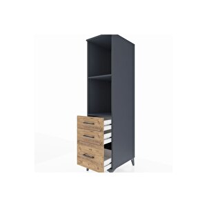 Kronos Dolap 2 Raflı 3 Çekmeceli 44x59x182 Antrasit-çam