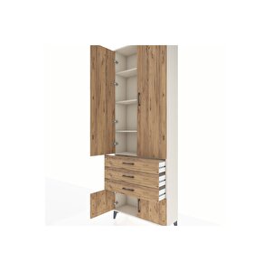 Arges Dolap 4 Raflı 3 Çekmeceli 4 Kapaklı 88x30x243 Aytaşı-çam