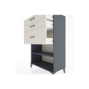 Hyperion Dolap Tek Raflı 3 Çekmeceli 88x44x134 Antrasit-aytaşı