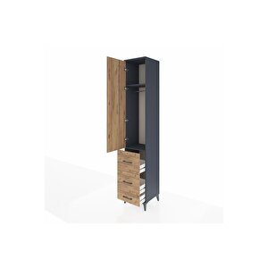 Hyperion Dolap 2 Raflı 3 Çekmeceli Tek Askılı 44x44x243 Antrasit-çam