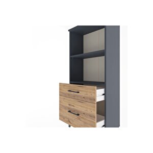 Arges Dolap 2 Raflı 2 Çekmeceli 60x30x134 Antrasit-çam