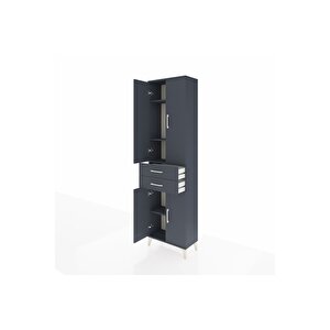 Arges Dolap 4 Raflı 2 Çekmeceli 4 Kapaklı 60x30x221 Antrasit-antrasit