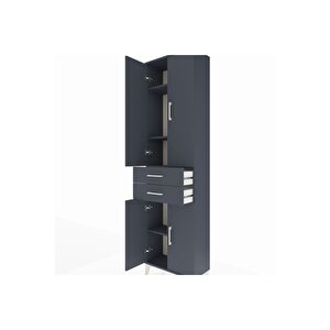 Arges Dolap 4 Raflı 2 Çekmeceli 4 Kapaklı 60x30x221 Antrasit-antrasit