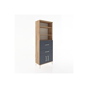 Arges Dolap 3 Raflı 2 Çekmeceli 2 Kapaklı 60x30x163 Çam-antrasit