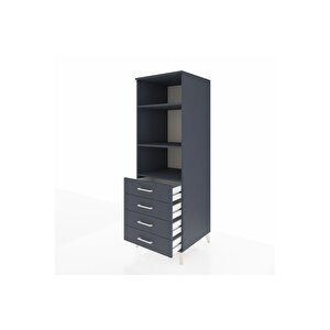 Kronos Dolap 3 Raflı 4 Çekmeceli 60x59x182 Antrasit-antrasit