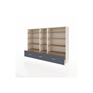 Hyperion Dolap 12 Raflı 3 Çekmeceli  220x44x163 Aytaşı-çam/antrasit