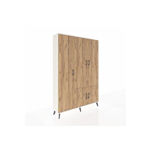 Arges Dolap 7 Raflı 5 Kapaklı Tek Askılı 132x30x195 Aytaşı-çam/aytaşı