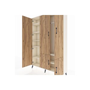 Arges Dolap 7 Raflı 5 Kapaklı Tek Askılı 132x30x195 Aytaşı-çam/aytaşı