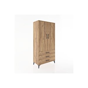 Hyperion Dolap Tek Raflı 3 Çekmeceli Tek Askılı 88x44x182 Çam-çam