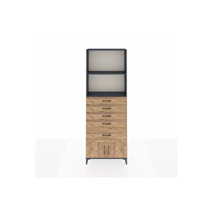 Arges Dolap 2 Raflı 5 Çekmeceli 2 Kapaklı 88x30x243 Antrasit-çam