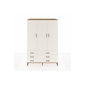Kronos Dolap 5 Raflı 6 Çekmeceli Tek Askılı 132x59x195 Çam-aytaşı/aytaşı