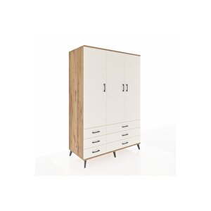 Kronos Dolap 5 Raflı 6 Çekmeceli Tek Askılı 132x59x195 Çam-aytaşı/aytaşı