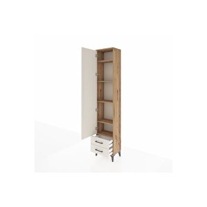 Arges Dolap 5 Raflı 2 Çekmeceli Tek Kapaklı 44x30x221 Çam-aytaşı