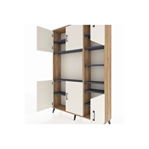 Arges Dolap 10 Raflı 6 Kapaklı 132x30x195 Çam-aytaşı/antrasit