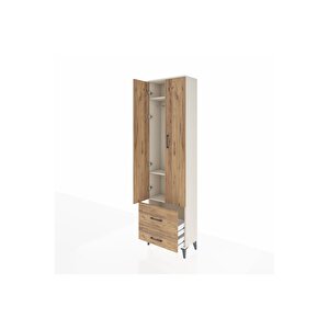 Arges Dolap 3 Raflı 2 Çekmeceli Tek Askılı 60x30x221 Aytaşı-çam
