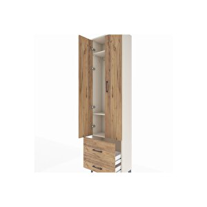 Arges Dolap 3 Raflı 2 Çekmeceli Tek Askılı 60x30x221 Aytaşı-çam