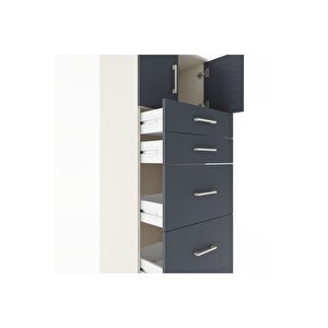 Hyperion Dolap Tek Raflı 5 Çekmeceli 2 Kapaklı 60x44x182 Aytaşı-antrasit