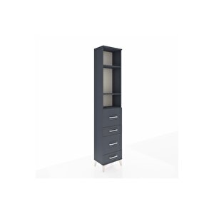 Arges Dolap 3 Raflı 4 Çekmeceli 44x30x221 Antrasit-antrasit