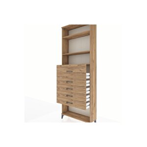 Arges Dolap 3 Raflı 5 Çekmeceli 88x30x243 Çam-çam