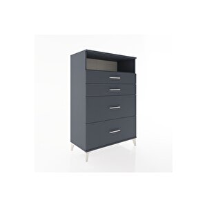 Hyperion Dolap Tek Raflı 4 Çekmeceli 88x44x134 Antrasit-antrasit