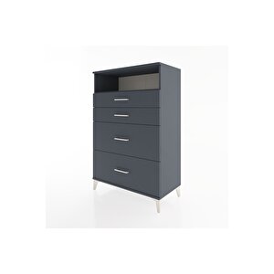Hyperion Dolap Tek Raflı 4 Çekmeceli 88x44x134 Antrasit-antrasit