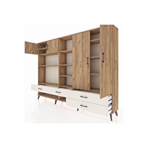 Arges Dolap 12 Raflı 4 Çekmeceli 4 Kapaklı 220x30x163 Çam-çam/aytaşı