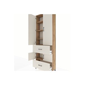 Arges Dolap 5 Raflı 2 Çekmeceli 4 Kapaklı 88x30x243 Çam-aytaşı