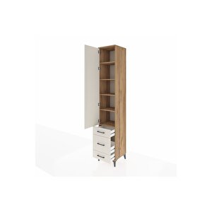 Hyperion Dolap 5 Raflı 3 Çekmeceli Tek Kapaklı 44x44x243 Çam-aytaşı