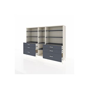 Hyperion Dolap 10 Raflı 6 Çekmeceli  220x44x163 Aytaşı-antrasit