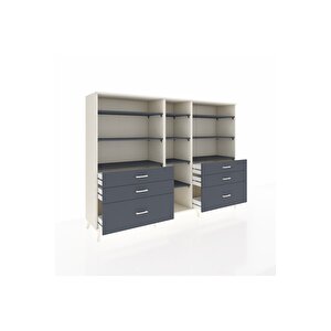 Hyperion Dolap 10 Raflı 6 Çekmeceli  220x44x163 Aytaşı-antrasit