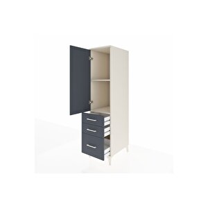 Kronos Dolap 2 Raflı 3 Çekmeceli Tek Kapaklı 44x59x182 Aytaşı-antrasit