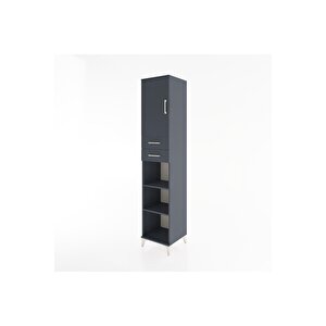 Hyperion Dolap 4 Raflı 2 Çekmeceli Tek Kapaklı 44x44x221 Antrasit-antrasit