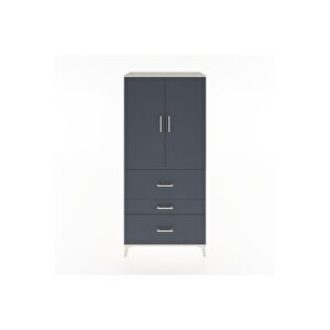 Hyperion Dolap 3 Raflı 3 Çekmeceli 2 Kapaklı 88x44x195 Aytaşı-antrasit