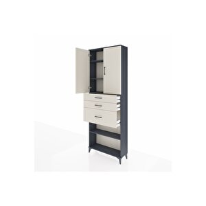 Arges Dolap 4 Raflı 3 Çekmeceli 2 Kapaklı 88x30x243 Antrasit-aytaşı