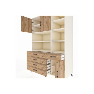 Kronos Dolap 9 Raflı 5 Çekmeceli 3 Kapaklı 132x59x195 Aytaşı-çam/çam