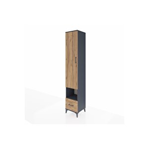 Hyperion Dolap 4 Raflı Tek Çekmeceli Tek Askılı 44x44x243 Antrasit-çam
