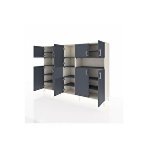 Hyperion Dolap 14 Raflı 10 Kapaklı 220x44x163 Aytaşı-antrasit