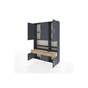 Arges Dolap 8 Raflı 2 Çekmeceli 6 Kapaklı 132x30x195 Antrasit-antrasit/çam