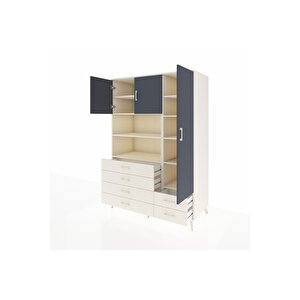Kronos Dolap 9 Raflı 6 Çekmeceli 3 Kapaklı 132x59x195 Aytaşı-antrasit/aytaşı