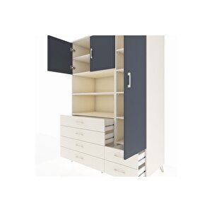 Kronos Dolap 9 Raflı 6 Çekmeceli 3 Kapaklı 132x59x195 Aytaşı-antrasit/aytaşı